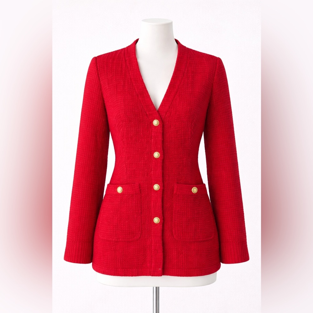 Zara Red Sweater with Gold Buttons